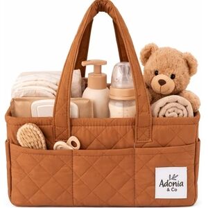 New Diaper Caddy Organizer Bag/Nursery Storage Basket Machine Washable Brown